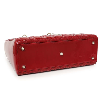 Exclusive Christian Dior Red Patent Cannage Large Lady Dior — Back View