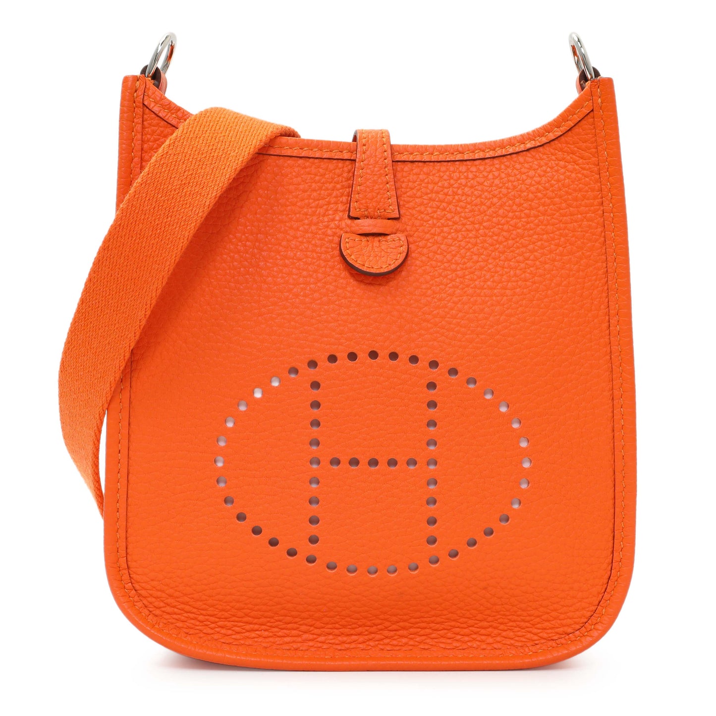 Exclusive Hermes Orange Clemence Evelyne TPM — Front View