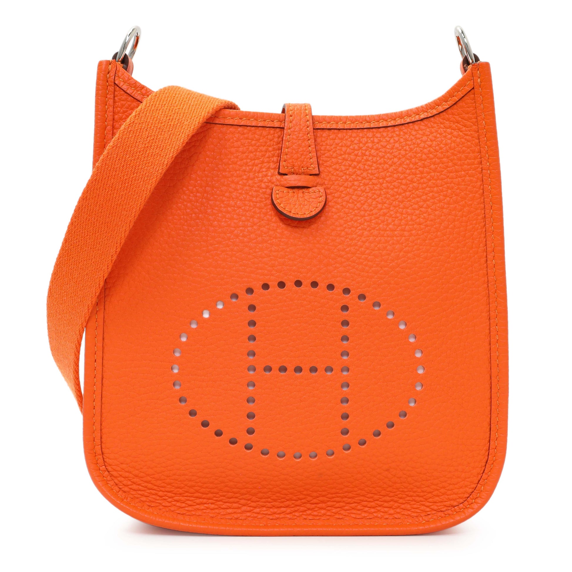 Exclusive Hermes Orange Clemence Evelyne TPM — Front View