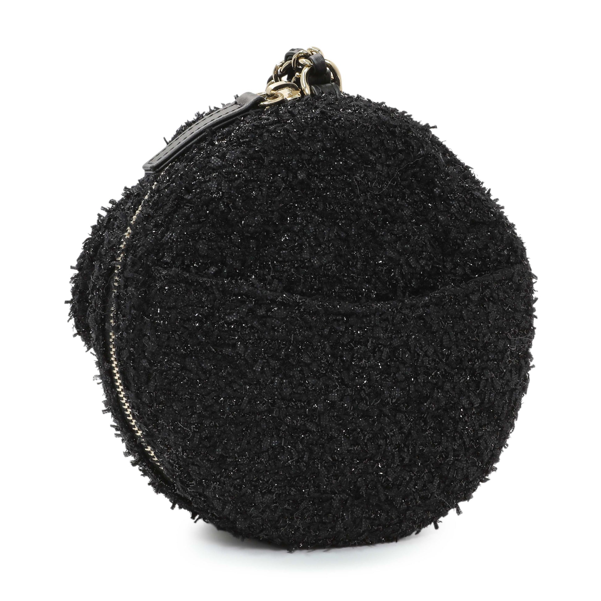 Exclusive Chanel Black Tweed Coco Beach Expandable Barrel Bag — Detail View