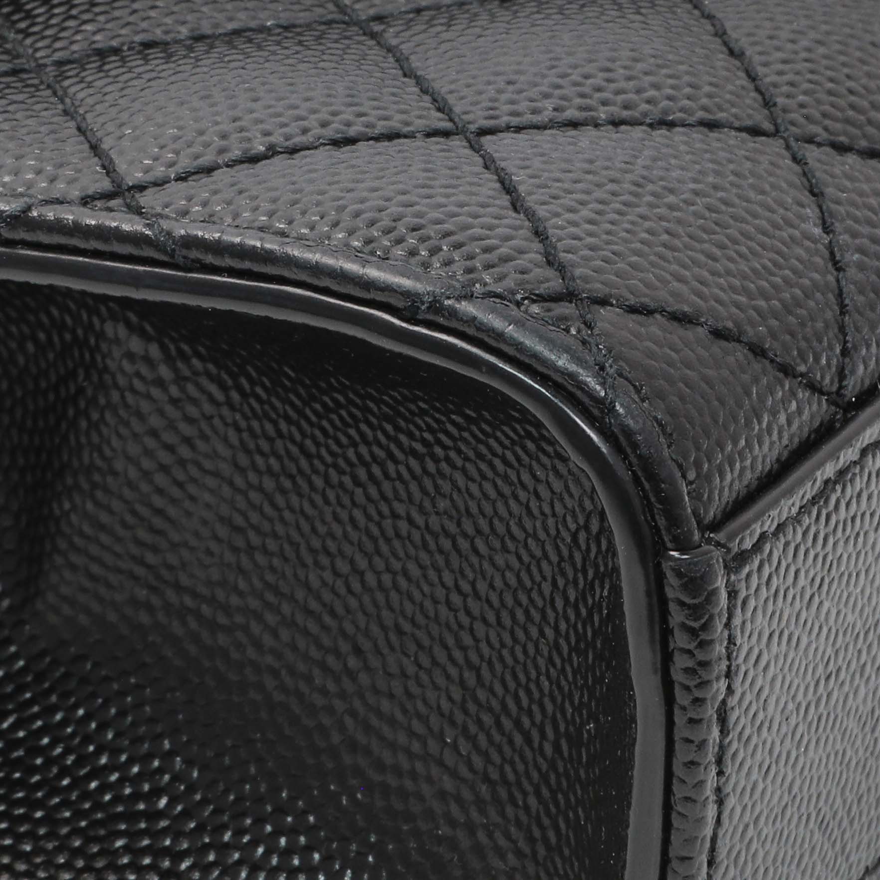 Exclusive Saint Laurent Black Grain De Poudre Textured Mixed Matelasse Triquilt Small Monogram Satchel — Top View