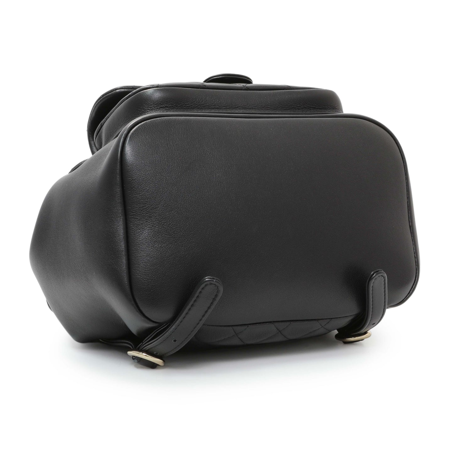 Exclusive Chanel Black Lambskin Quilted Large Duma Drawstring Backpack — Back View