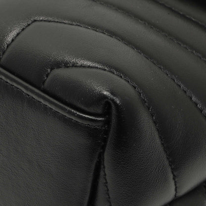 Exclusive Saint Laurent Black Calfskin Y Quilted Monogram Small Loulou Chain Satchel — Detail View