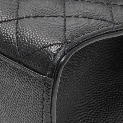 Exclusive Saint Laurent Black Grain De Poudre Textured Mixed Matelasse Triquilt Small Monogram Satchel — Detail View