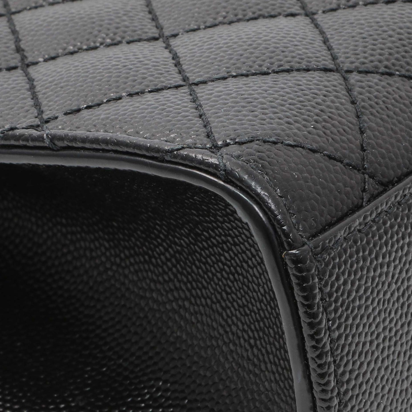 Exclusive Saint Laurent Black Grain De Poudre Textured Mixed Matelasse Triquilt Small Monogram Satchel — Lifestyle View