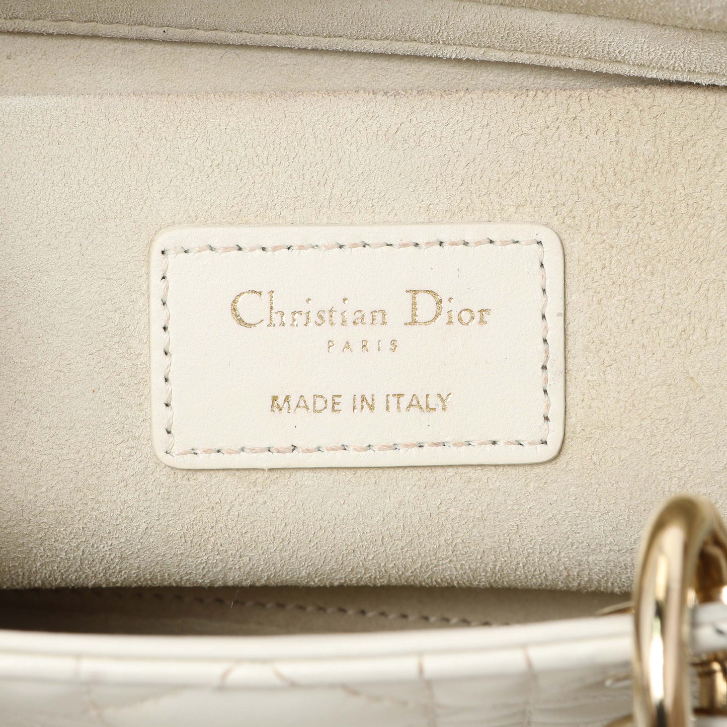 Exclusive Christian Dior White Lambskin Cannage Medium Lady D-Joy — Detail View