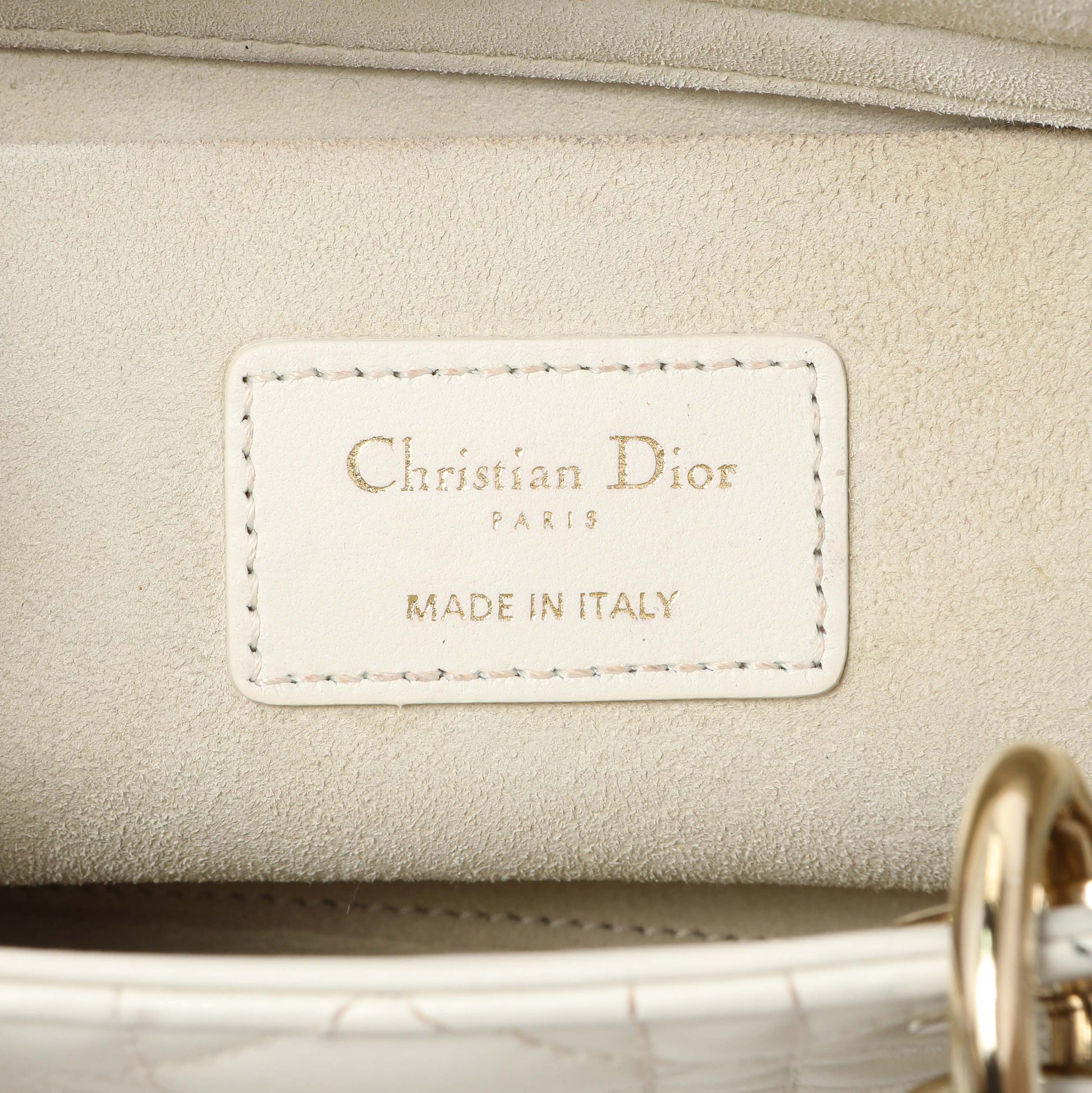Exclusive Christian Dior White Lambskin Cannage Medium Lady D-Joy — Detail View