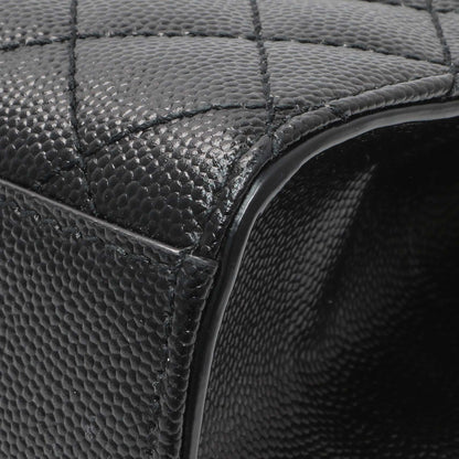 Exclusive Saint Laurent Black Grain De Poudre Textured Mixed Matelasse Triquilt Small Monogram Satchel — Alternate View 7