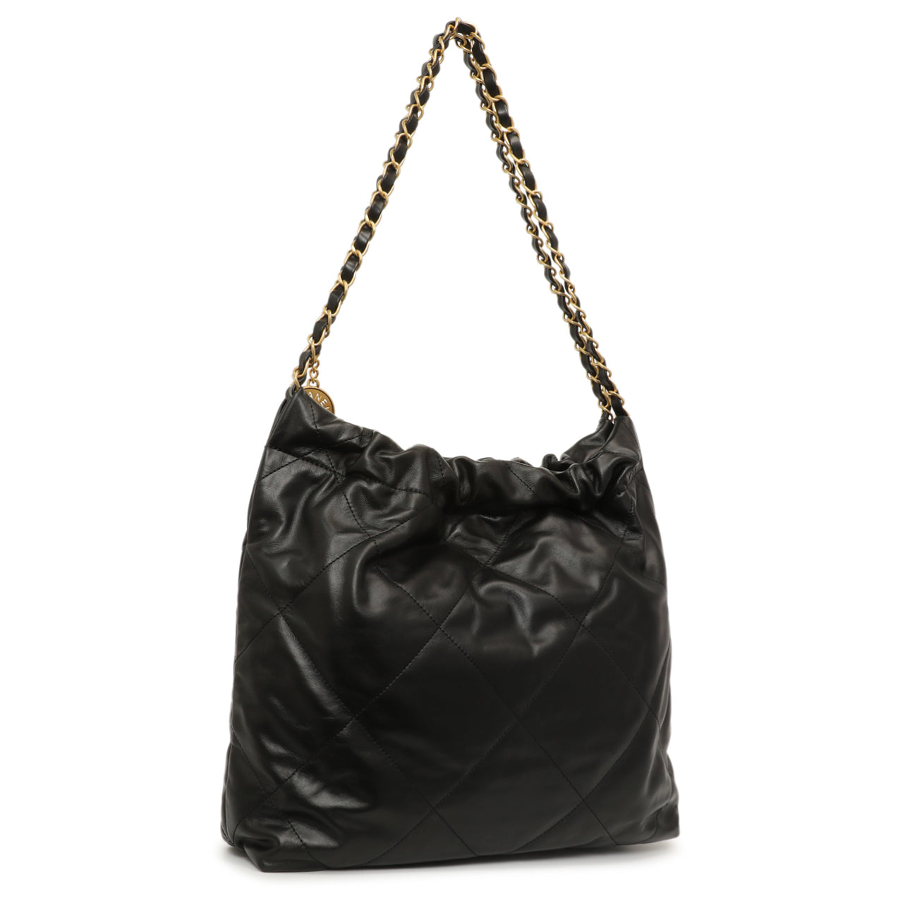 Exclusive Chanel Black Quilted Shiny Calfskin Small 22 — Side View