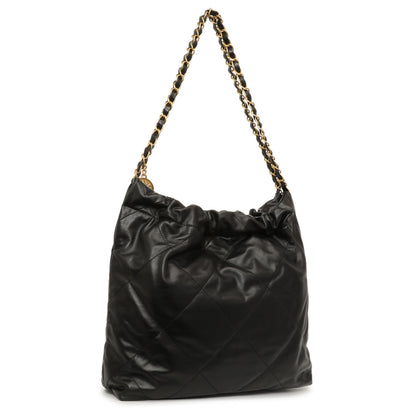 Exclusive Chanel Black Quilted Shiny Calfskin Small 22 — Side View
