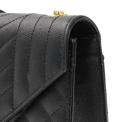 Exclusive Saint Laurent Black Grain De Poudre Textured Mixed Matelasse Triquilt Small Monogram Satchel — Alternate View 12