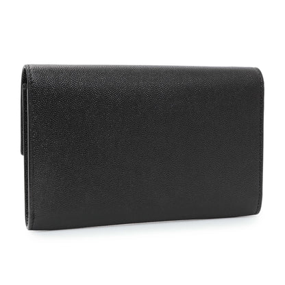 Exclusive Saint Laurent Black Grain De Poudre Monogram Uptown Chain Wallet — Side View