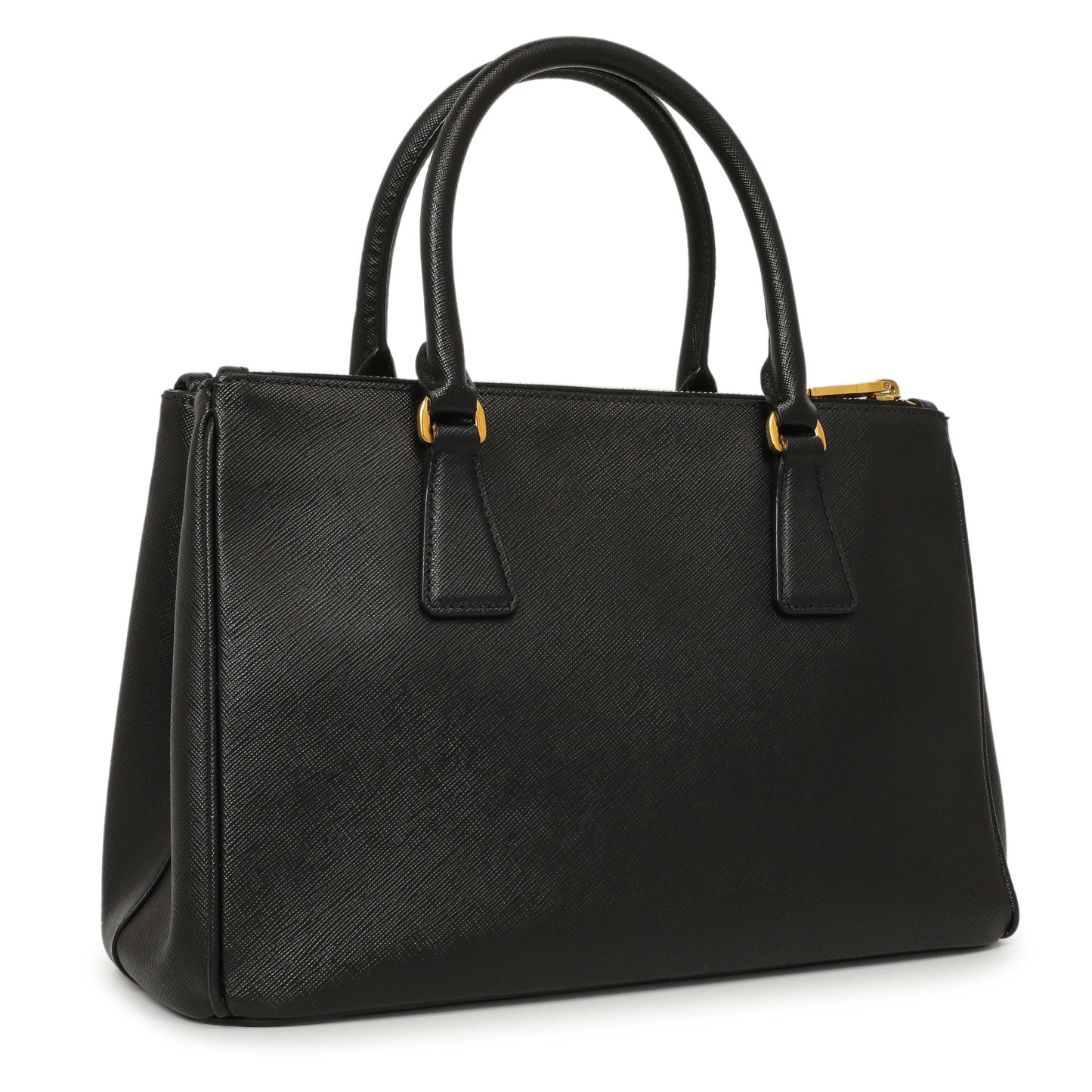 Exclusive Prada Black Saffiano Small Galleria Double Zip Tote — Side View