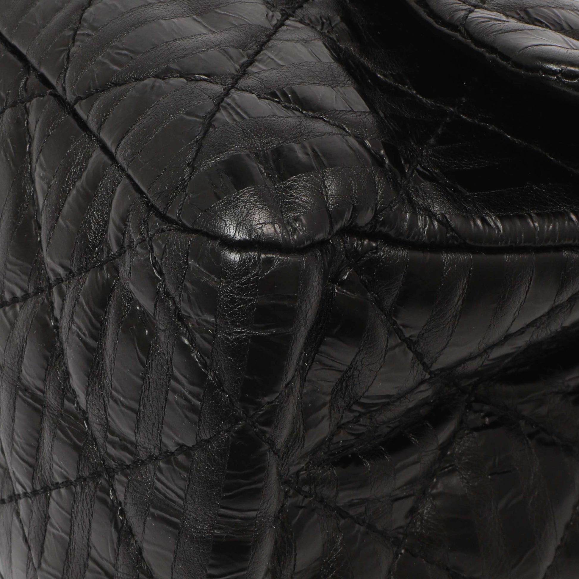 Exclusive Chanel Black Metallic Striped 2.55 Reissue Double Flap 227 — Lifestyle View
