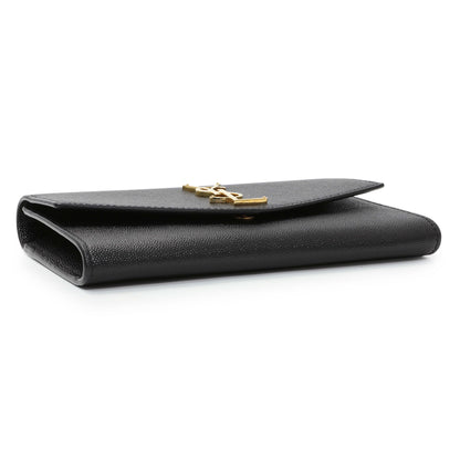 Exclusive Saint Laurent Black Grain De Poudre Monogram Uptown Chain Wallet — Back View