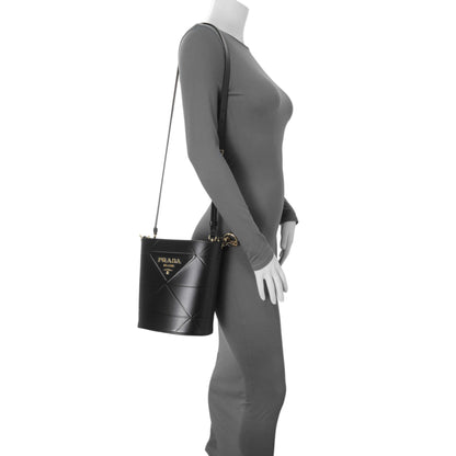 Exclusive Prada Black Calfskin Symbole Bucket Bag — Lifestyle View