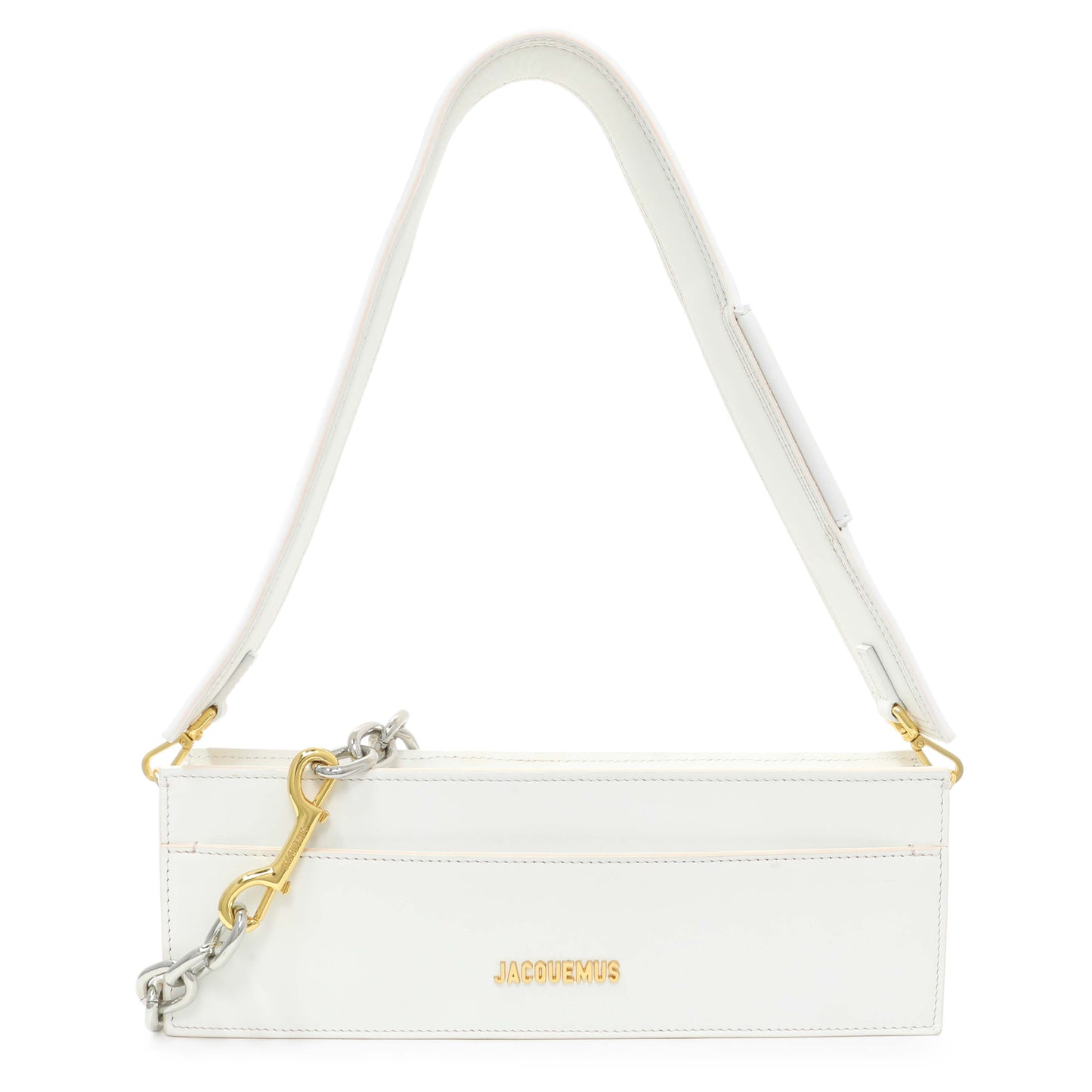 Exclusive Jacquemus White Calfskin Le Ciuciu Satchel — Front View
