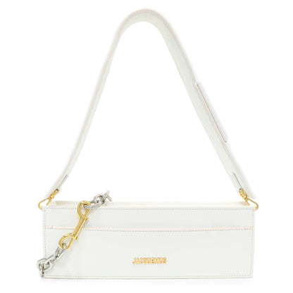 Exclusive Jacquemus White Calfskin Le Ciuciu Satchel — Front View