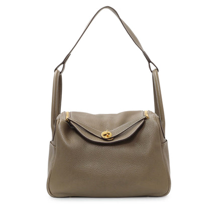 Exclusive Hermes Etoupe Taurillon Clemence Lindy 30 — Front View