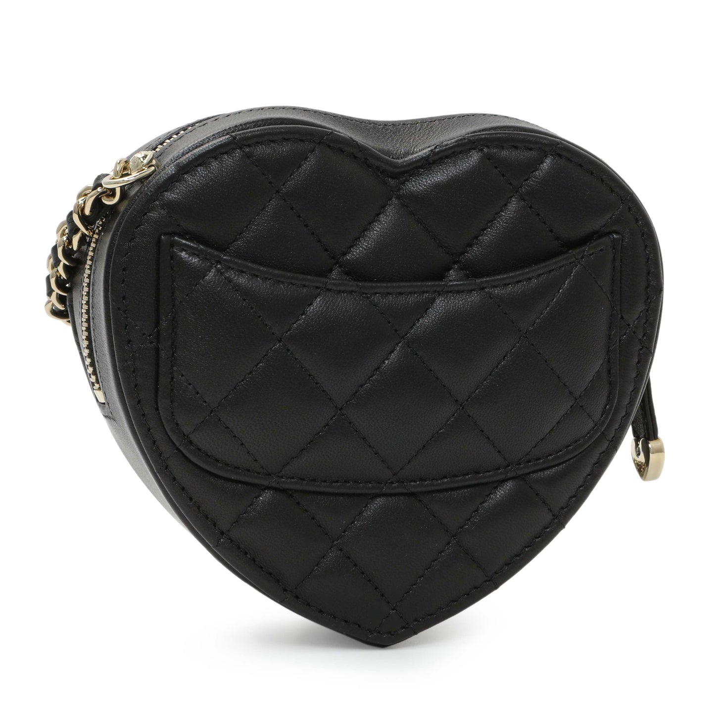 Exclusive Chanel Quilted Lambskin CC In Love Heart Clutch With Chain — Side View