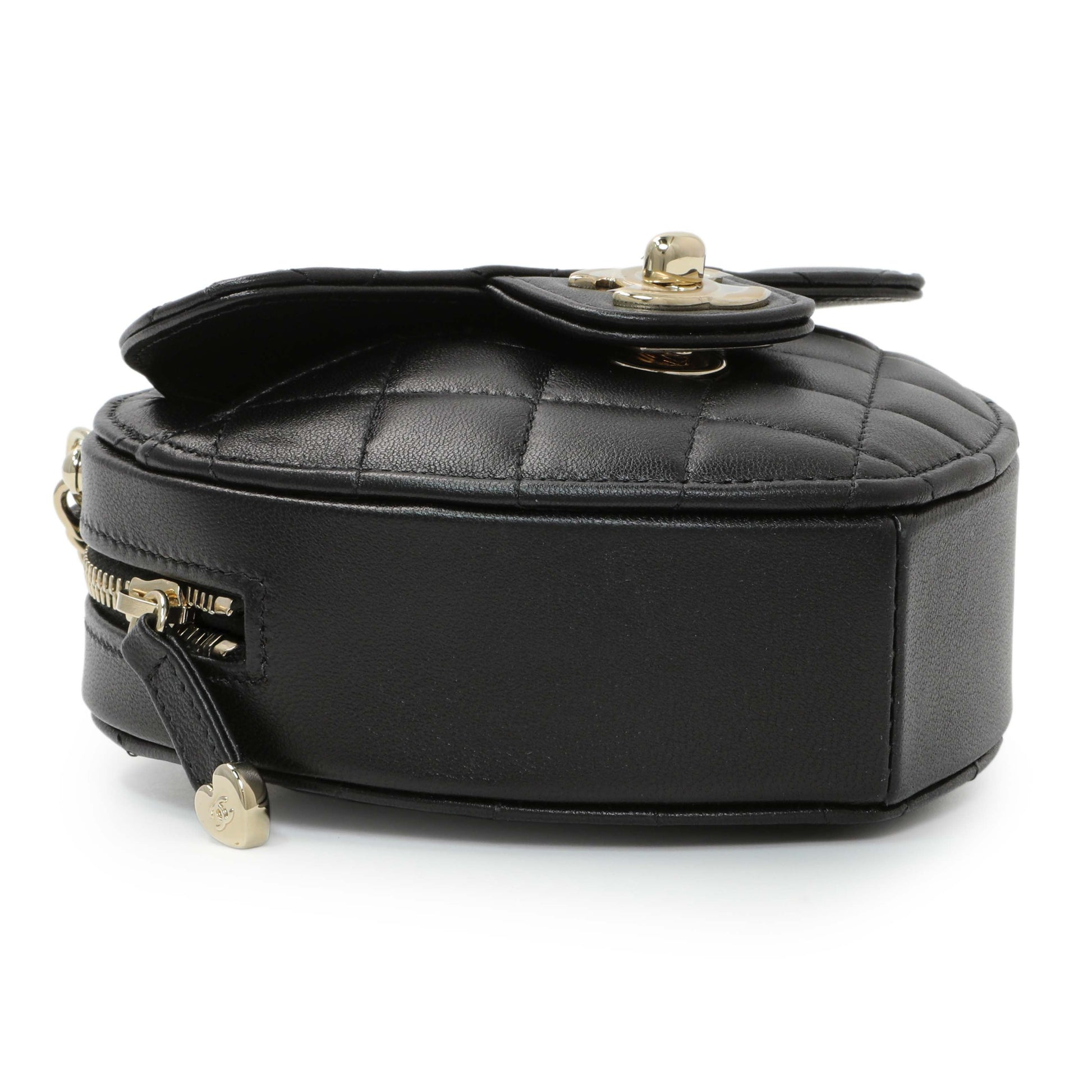 Exclusive Chanel Quilted Lambskin CC In Love Heart Clutch With Chain — Back View
