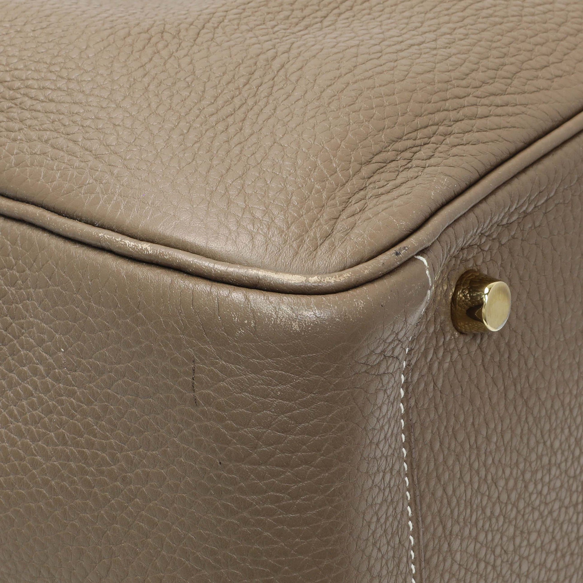 Exclusive Hermes Etoupe Taurillon Clemence Lindy 30 — Top View