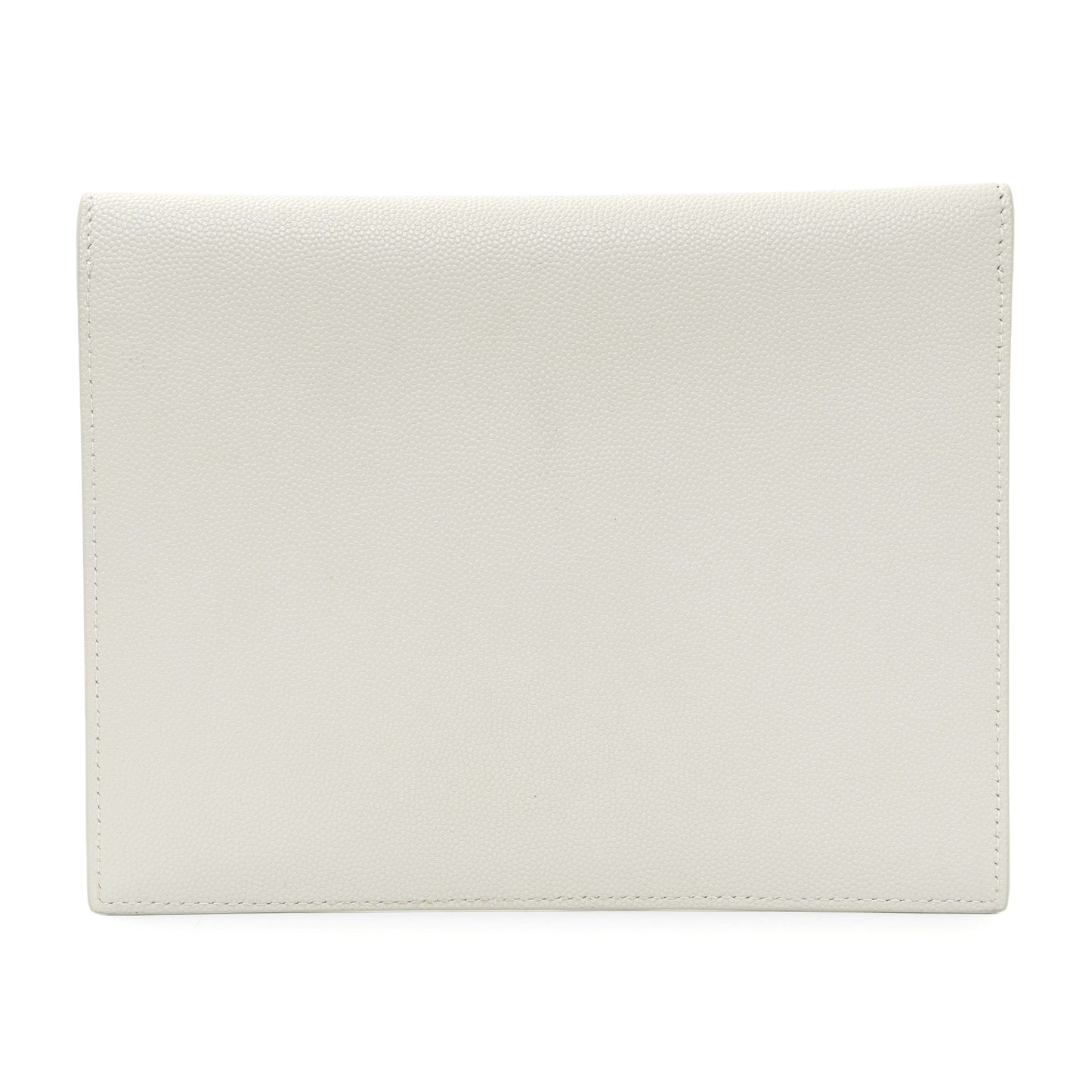Exclusive Saint Laurent White Grain De Poudre Uptown Baby Pouch — Side View