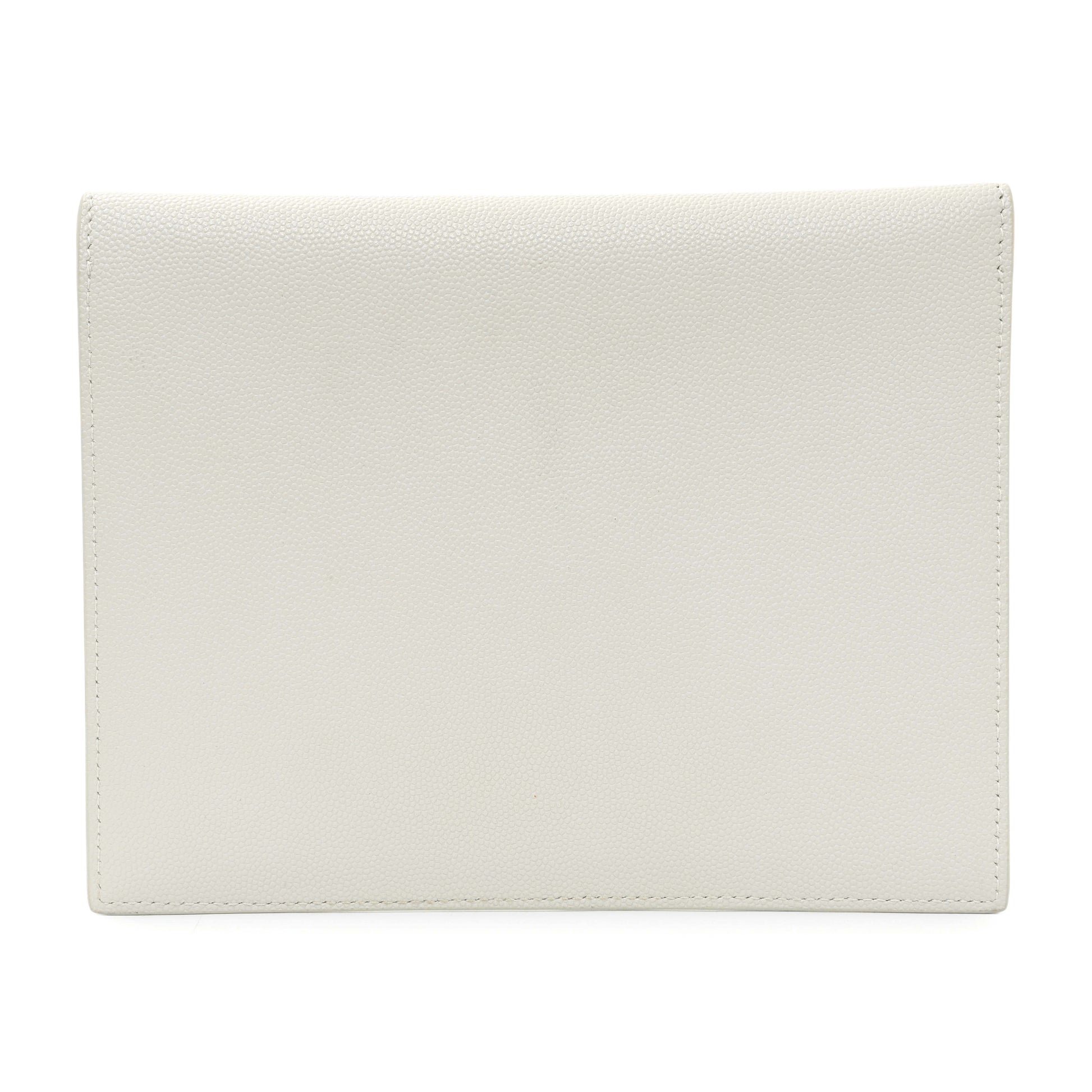 Exclusive Saint Laurent White Grain De Poudre Uptown Baby Pouch — Side View