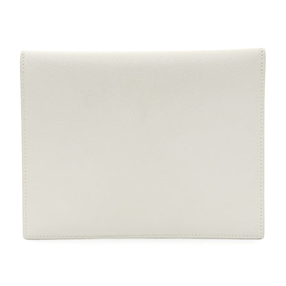 Exclusive Saint Laurent White Grain De Poudre Uptown Baby Pouch — Side View