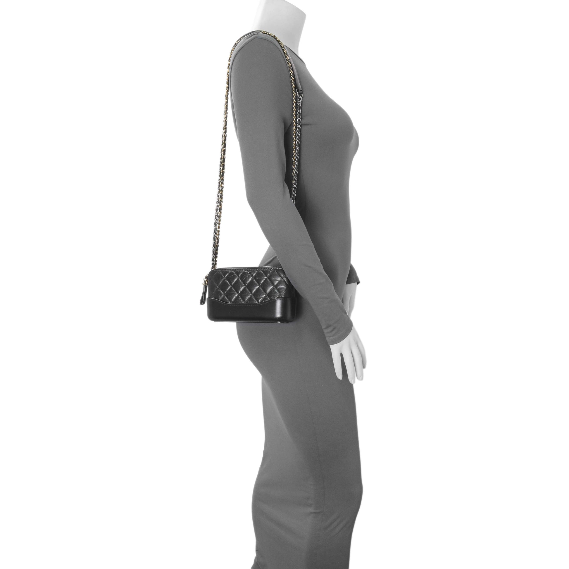 Exclusive Chanel Black Aged Calfskin Gabrielle Clutch With Chain — Alternate View 12