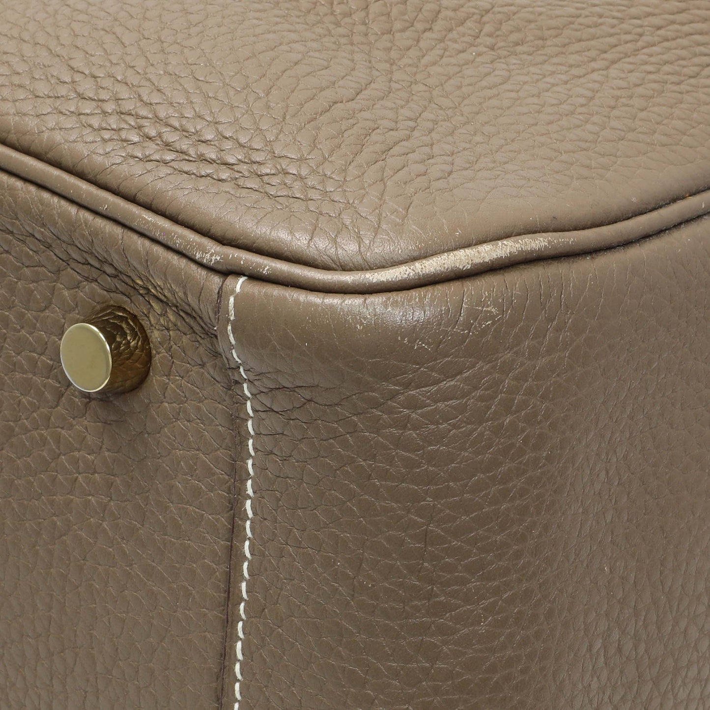 Exclusive Hermes Etoupe Taurillon Clemence Lindy 30 — Detail View