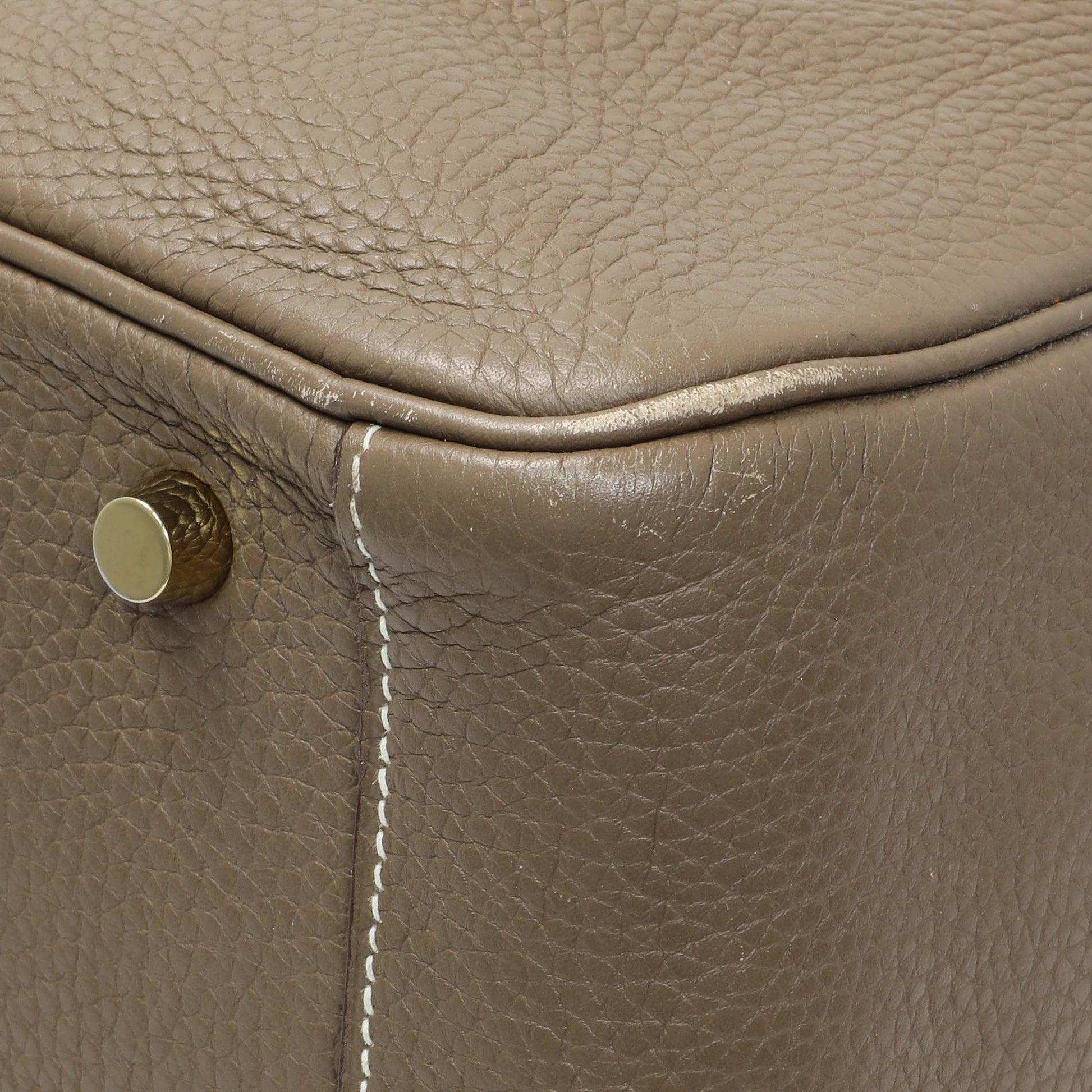 Exclusive Hermes Etoupe Taurillon Clemence Lindy 30 — Detail View