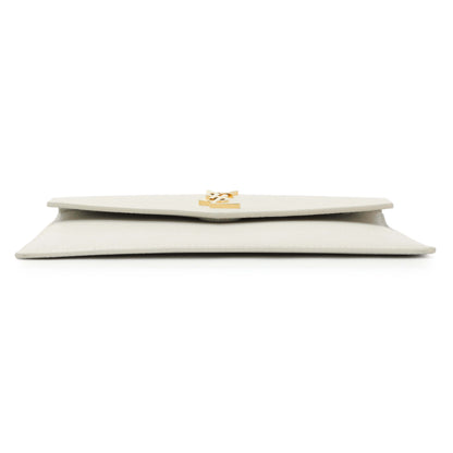 Exclusive Saint Laurent White Grain De Poudre Uptown Baby Pouch — Back View