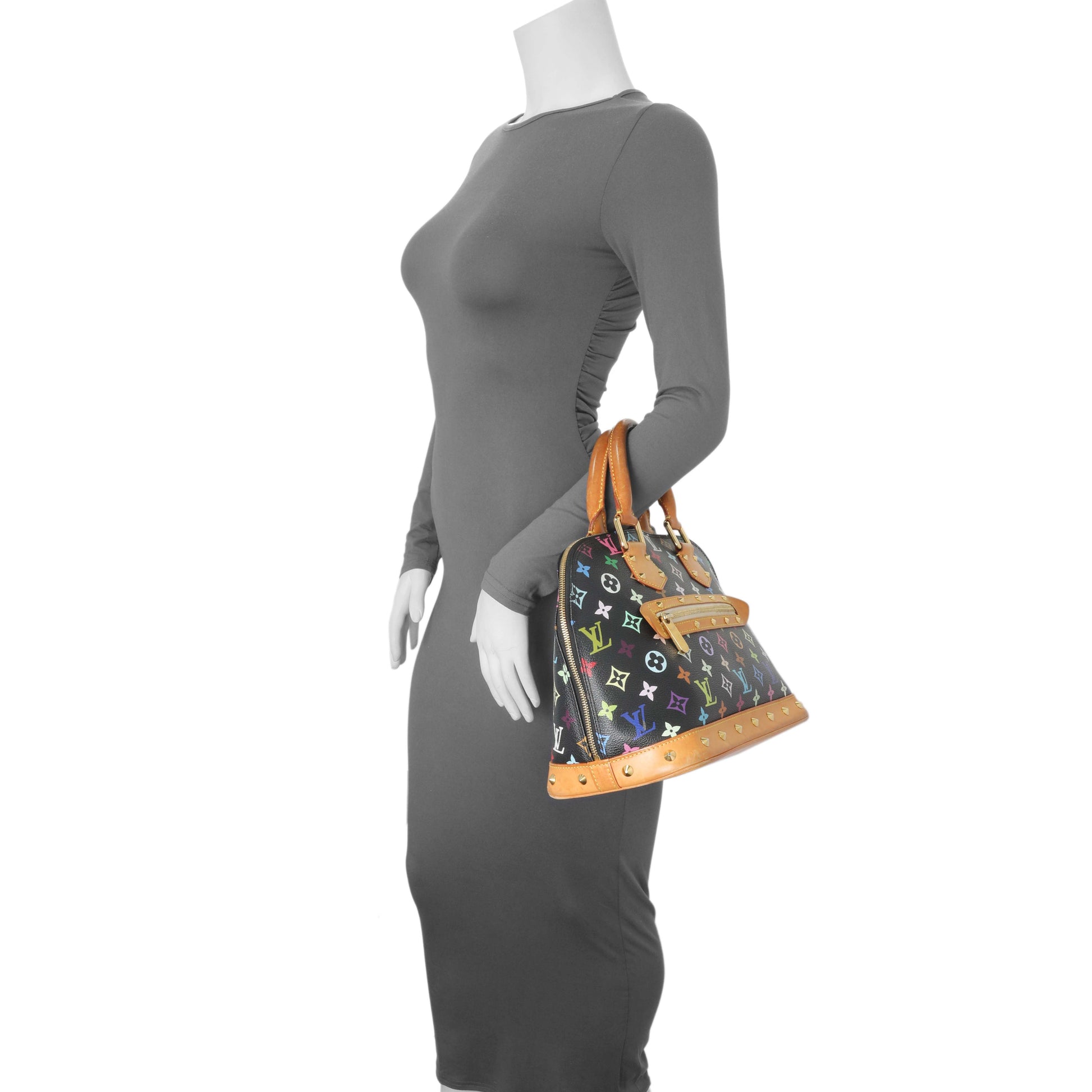 Exclusive Louis Vuitton Black Monogram Multicolor Alma — Alternate View 13