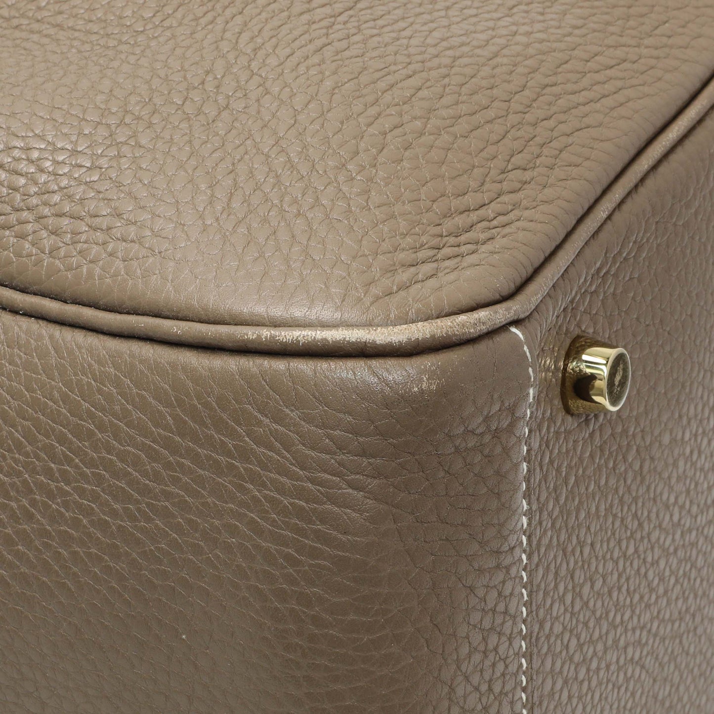 Exclusive Hermes Etoupe Taurillon Clemence Lindy 30 — Lifestyle View