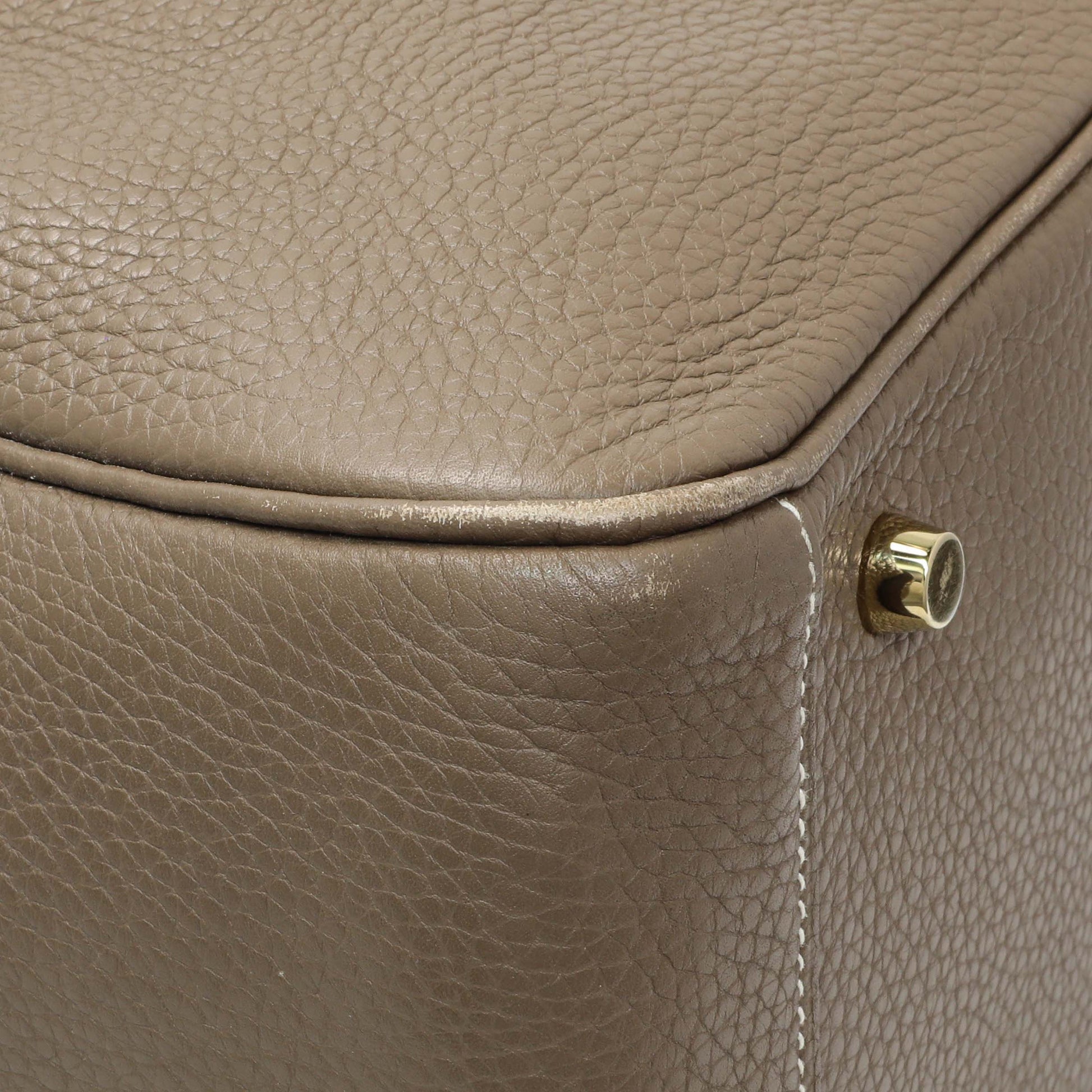 Exclusive Hermes Etoupe Taurillon Clemence Lindy 30 — Lifestyle View