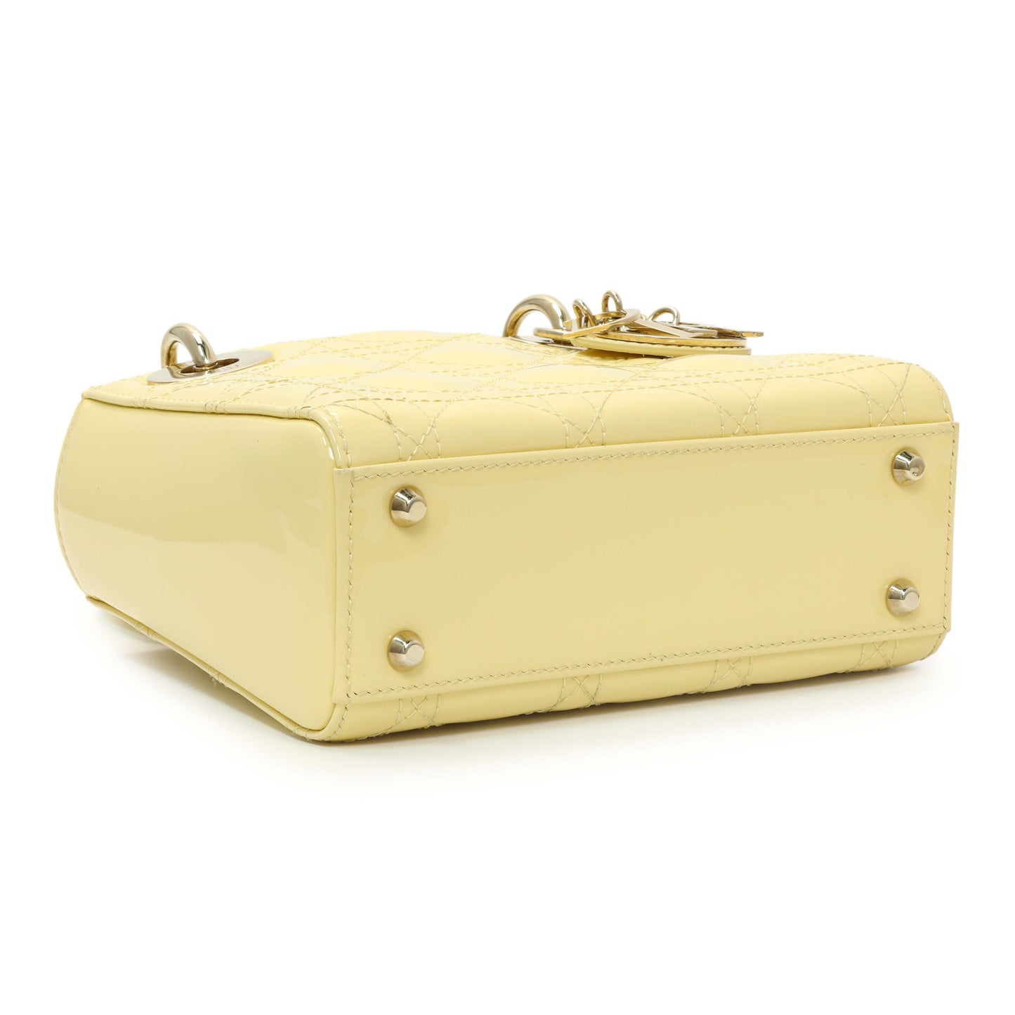 Exclusive Christian Dior Yellow Patent Cannage Mini Lady Dior — Back View