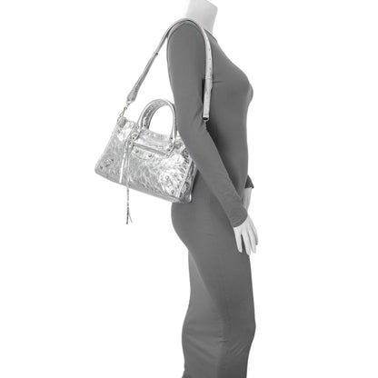 Exclusive Balenciaga Silver Agneau Small Le City — Alternate View 11