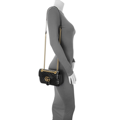 Exclusive Gucci Black Calfskin Matelasse Mini GG Marmont Shoulder Bag — Alternate View 7