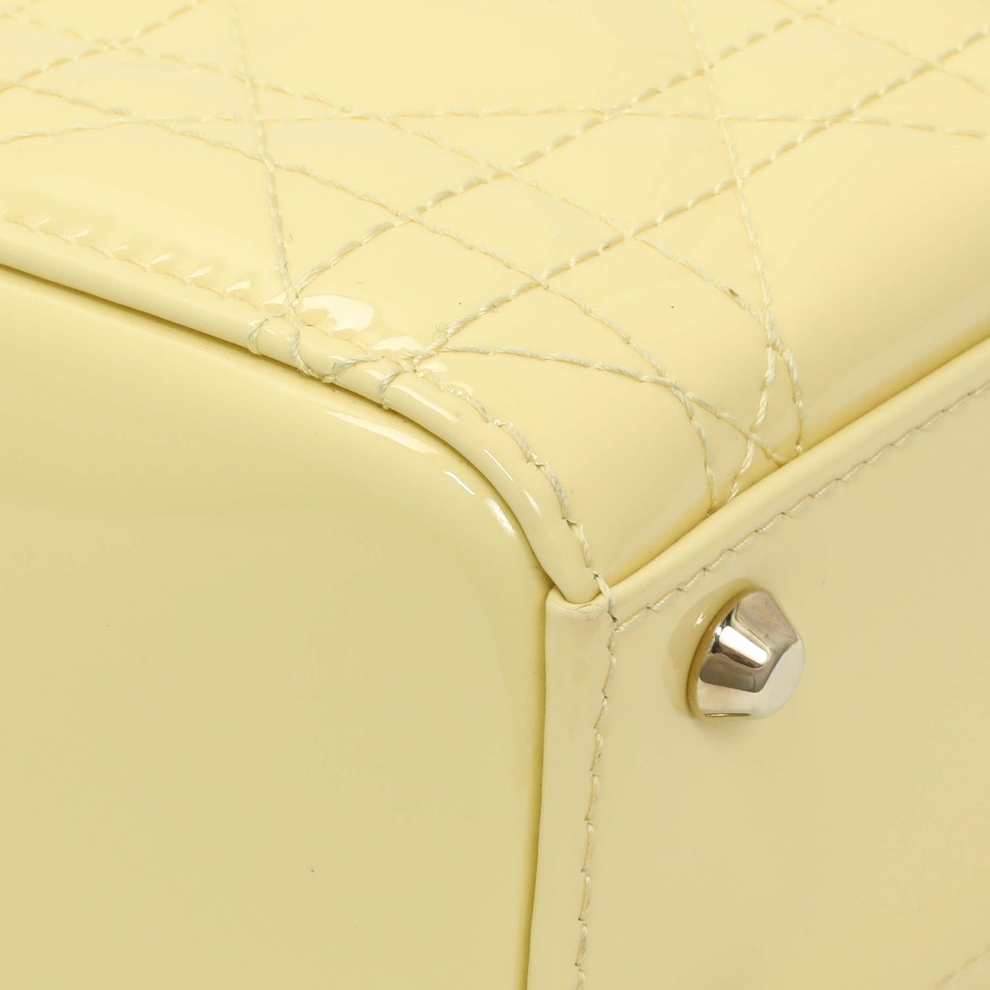 Exclusive Christian Dior Yellow Patent Cannage Mini Lady Dior — Lifestyle View