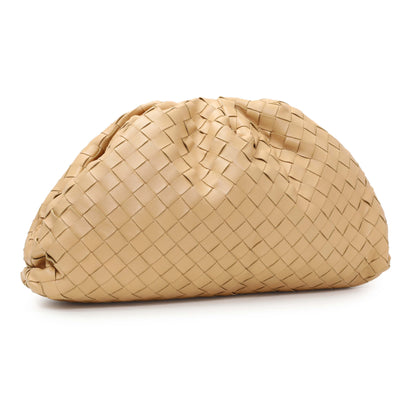 Exclusive Bottega Veneta Almond Nappa Maxi Intrecciato The Pouch Oversized Clutch — Side View