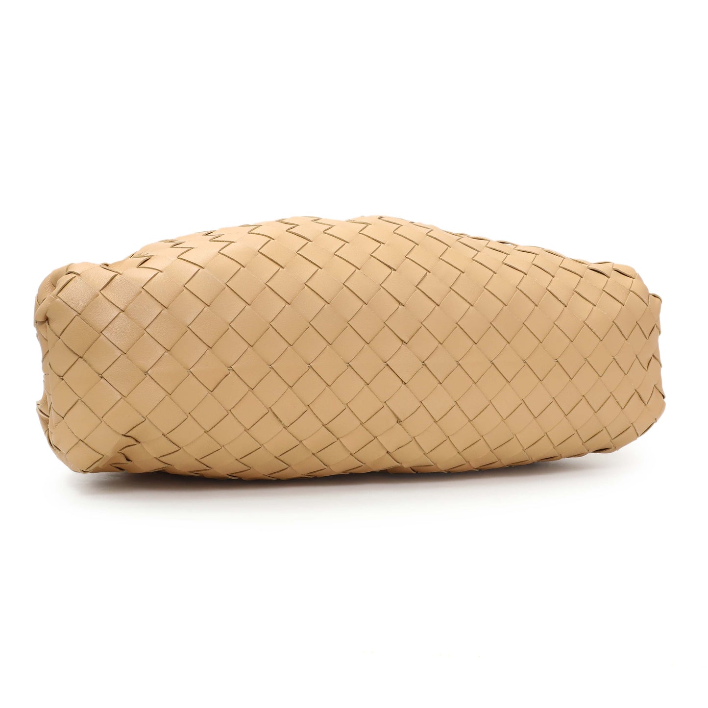 Exclusive Bottega Veneta Almond Nappa Maxi Intrecciato The Pouch Oversized Clutch — Back View