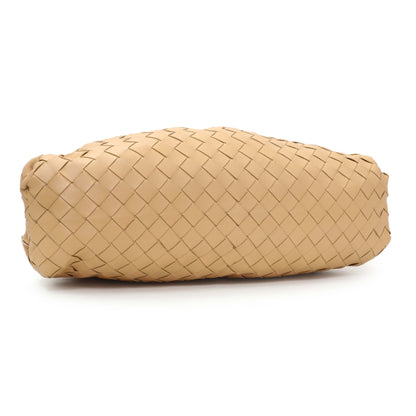 Exclusive Bottega Veneta Almond Nappa Maxi Intrecciato The Pouch Oversized Clutch — Back View