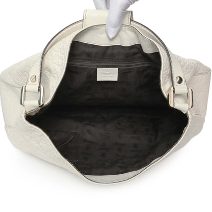 Exclusive Gucci White Guccissima Large New Ladies Web Hobo — Top View