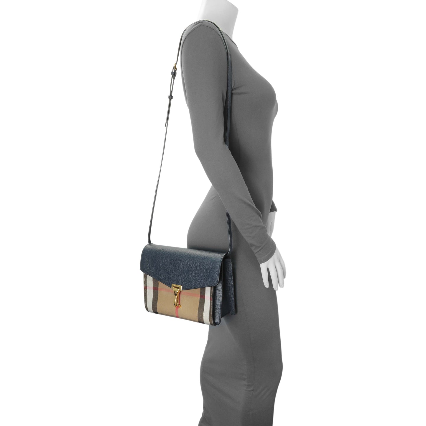 Exclusive Burberry Blue Derby Calfskin House Check Small Macken Crossbody Bag — Alternate View 9