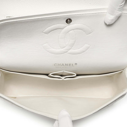 Exclusive Chanel White Quilted Caviar Medium Classic Double Flap — Alternate View 8