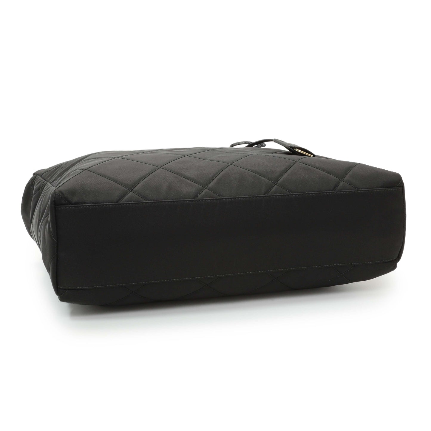 Exclusive Prada Black Re-Nylon Triangle Stitched Re-Edition 1995 Chaine Large Shoulder Bag — Back View