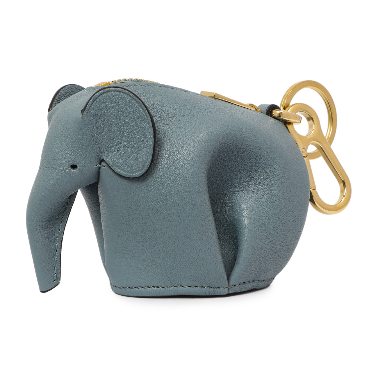 Exclusive Loewe Stone Blue Calfskin Elephant Charm — Front View