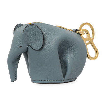Exclusive Loewe Stone Blue Calfskin Elephant Charm — Front View