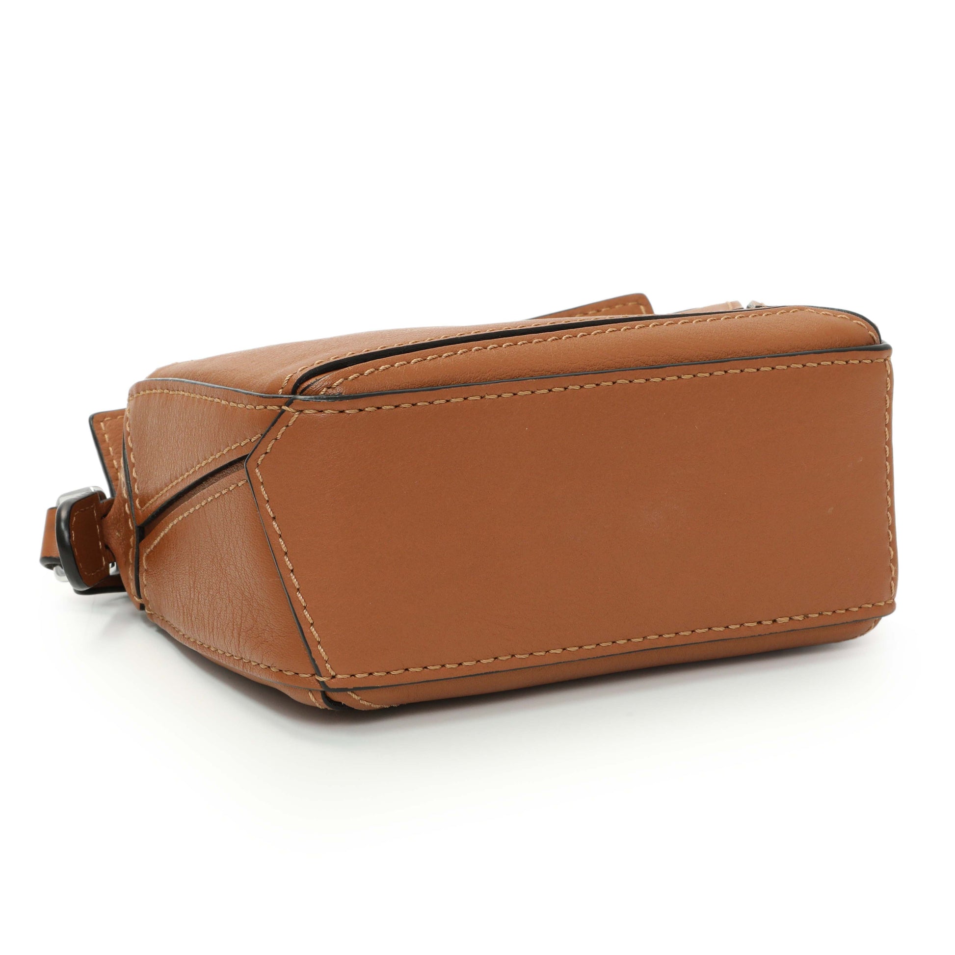 Exclusive Loewe Tan Calfskin Nano Puzzle Bag — Back View